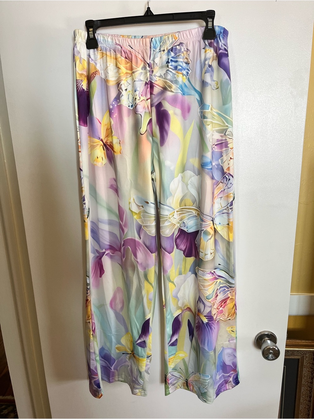 Pastel Floral Wide-Leg Lounge Pants and lavender top